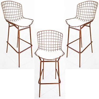 Imagem de Kit 3 Banquetas BERTÓIA cobre assento branco tubular - Poltronas do Sul