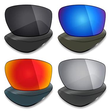 Imagem de Mryok 4 pares de lentes polarizadas de substituição para óculos de sol elétricos D. Payne - Stealth Black/Fire Red/Ice Blue/Silver Titanium