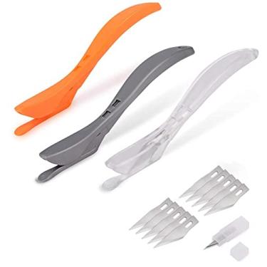 Imagem de Gomake Faca de cortador de papel de embrulho, cortador de embrulho de presente, faca de segurança de lâmina oculta para carro vinil envoltório Ripper ferramenta de corte Backslitter inclui 3 peças de faca de cortador e 10 peças de lâmina sobressalente