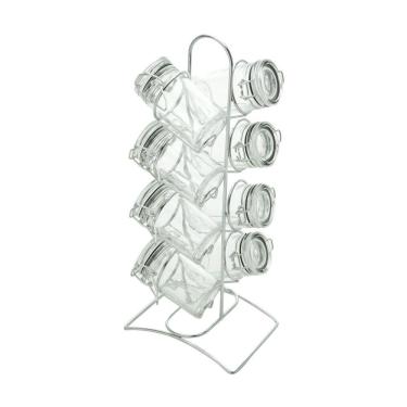 Imagem de Jogo Para Temperos Em Vidro Com Suporte Lyor Crômado 65Ml 8 Peças Lyor