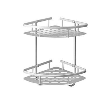 Imagem de ZTBH Prateleiras de chuveiro de canto divisor de banheiro, suporte triangular prata fosco, suporte de armazenamento de cabide de parede para conjuntos de ferragens de banheiro (cor : BS-B-22-2C)