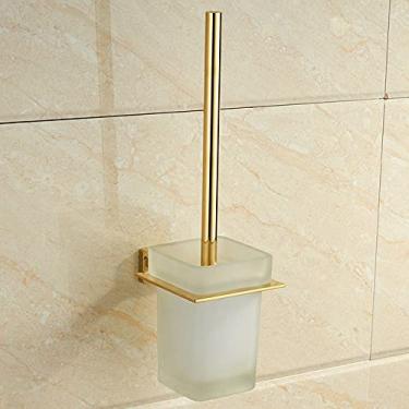 Imagem de Conjunto de ferragens de aço inoxidável dourado roupão gancho porta-copos barra de sabão saboneteira escova de banheiro parede barra de toalha dourada acessórios de chuveiro, escova de banheiro