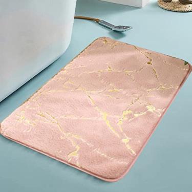 Imagem de Tapete de flanela estampado tapete antiderrapante para banheiro banheiro absorvente sala de estar quarto tapete rosa