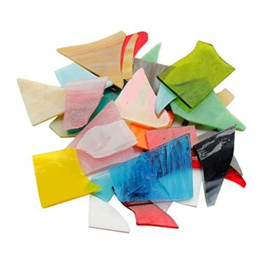 Imagem de harayaa Peças de vidro de mosaico irregular com azulejos de vitral coloridos DIY Porta-retrato