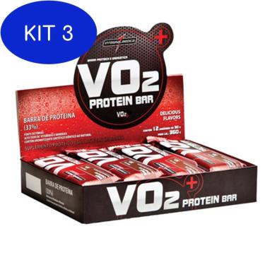 Imagem de Kit 3 VO2 Barra de proteína 12x30g Integralmedica sabor