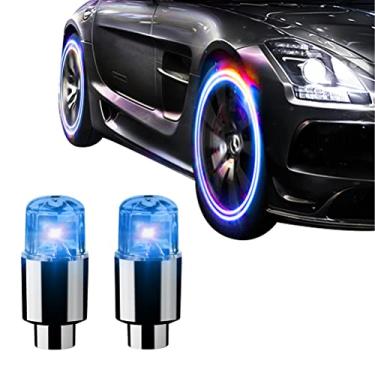 Imagem de Gefemini 2 peças de luzes de roda, luz de tampa de válvula de pneu de roda de bicicleta de carro, luz de flash de raio, luz de tampa de válvula para carro, caminhão, SUV, motocicletas