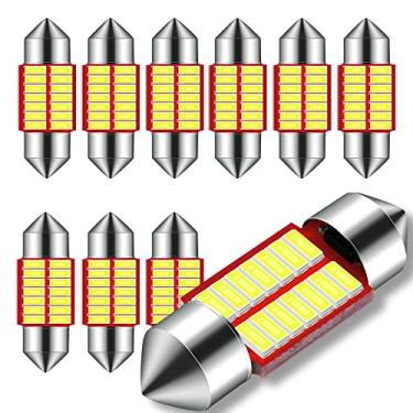 Imagem de DODOFUN Lâmpadas de LED para placa de carro 12V 31mm Festoon DE3175 3175 6428 para placa de automóvel Mapa interior Porta de porta-malas cortesia Luz de pé 6000K branca extra brilhante pacote com 10