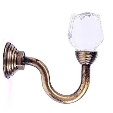 Imagem de Ganchos de cortina de metal bola de cristal borla gancho de parede suporte de retenção suporte de cortina útil para uso doméstico trilho, 02,1 peças