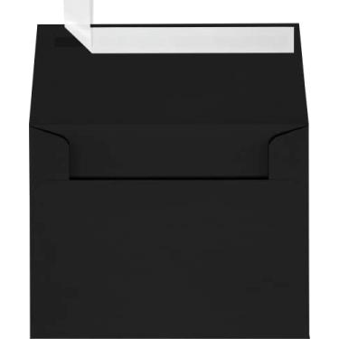 Imagem de Envelopes de convite A2 LUXPaper em 80 lb. Preto meia-noite para cartões de 4 1/4 x 5 1/2, envelopes com aba quadrada impressos para convites com descascar e prender, pacote com 50, tamanho da envelope 4 3/8 x 5 3/4 (preto)