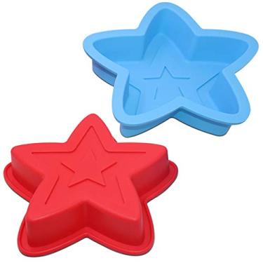 Imagem de Molde de assar em forma de estrela, molde de silicone DaKuan para assadeira para ferramentas de decoração de bolos "Faça você mesmo" - vermelho, azul