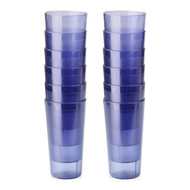 Imagem de New Star Foodservice Copo de bebida 46441, copos empilháveis, plástico SAN comercial resistente à quebra, (590 ml, azul) conjunto de 12