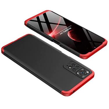 Imagem de Capa Capinha 360 Fosca Para Xiaomi Redmi Note 11s e 11T 5G Tela De 6.6" Polegadas Case Acrílica - Danet (Preta com vermelho)