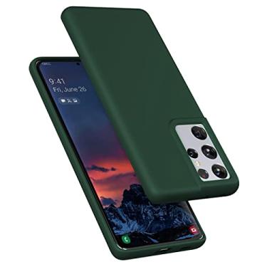 Imagem de E Segoi Capa projetada para Galaxy S21 Ultra, capa à prova de choque de borracha gel de silicone líquido, almofada de forro de pano de microfibra macia compatível com Galaxy S21 Ultra 5G de 6,8