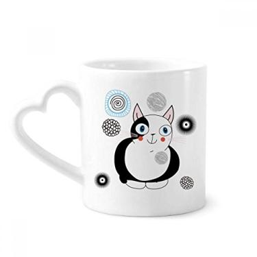 Imagem de Caneca de café de cerâmica com sorriso de gato gordo de animal copo de coração de vidro