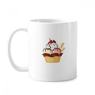 Imagem de Caneca de cerâmica para sorvete, chocolate, cereja, sorvete, xícara de cerâmica para café, porcelana