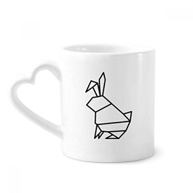 Imagem de Caneca abstrata de coelhos origami forma geométrica café cerâmica copo de coração de vidro
