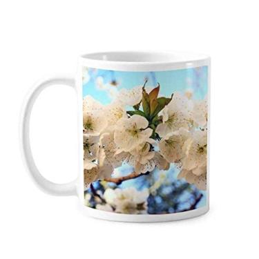 Imagem de Flores brancas linda caneca rosa cerâmica cerâmica xícara de café porcelana louça