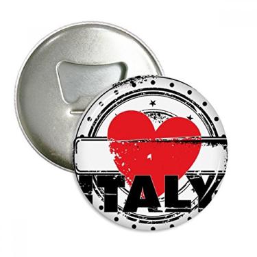 Imagem de I Love Italy Palavra Amor Coração Abridor de Garrafas em Forma de Círculo Imã de Geladeira Emblema Multifuncional