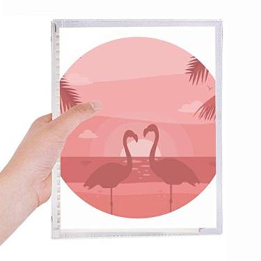 Imagem de Caderno de flamingos para casal vermelho crepúsculo diário de folhas soltas recarregáveis