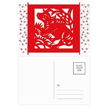 Imagem de Cortado em papel boi animal China zodíaco Natal flor celebração cartão postal bênção postal