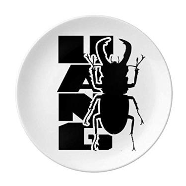 Imagem de Prato decorativo de porcelana para salver, salver, tema de inseto, medo de animais, unicórnio, prato de jantar