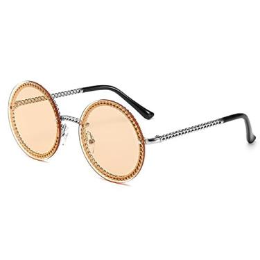 Imagem de Óculos de sol femininos chique sem corrente de liga de lente de luxo vintage retrô preto sexy redondo óculos de sol feminino sem aro, 6, tamanho único