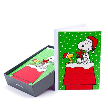 Imagem de Hallmark Cartões de Natal em caixa do Peanuts, Snoopy (16 cartões e 17 envelopes)