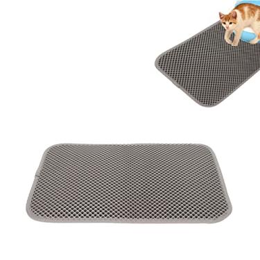 Imagem de Tapete de Areia para Gatos, Tapete de Armadilha de Lixo de EVA de Camada Dupla, Tapete de Armadilha à Prova de Urina à Prova D'água para Caixas de Areia, Limpeza Fácil, Controle de Dispersão, Tapete (Cinza)