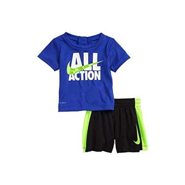 Imagem de NIKE Toddler Boys' Dri Fit Short Sleeve T-Shirt and Short 2 Piece Set, Conjunto Menino (Hyper Royal(86C994-U5H)Volt, 4)