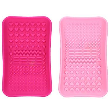 Imagem de Esponja de limpeza de pincéis de maquiagem portátil e antiderrapante, 2 peças para viagens em família