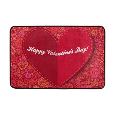Imagem de My Daily Happy Valentine's Day Capacho flor coração vermelho 40 x 60 cm, sala de estar, quarto, cozinha, banheiro, tapete impresso de espuma