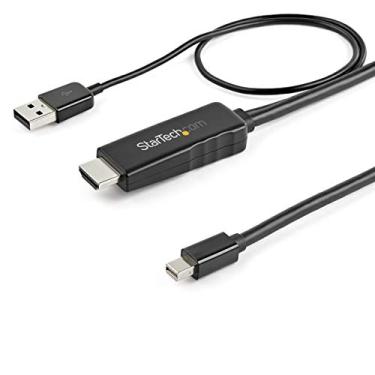 Imagem de StarTech.com Cabo HDMI para Mini DisplayPort de 2 m 4K 30Hz – Cabo conversor adaptador HDMI ativo para mDP com áudio – Alimentado por USB – Mac e Windows – Cabo adaptador de vídeo macho para macho (HD2MDPMM2M)