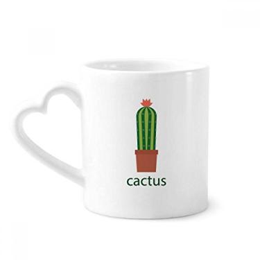 Imagem de Caneca de cerâmica de café para suculentas com planta em vaso de cacto, copo de coração de vidro