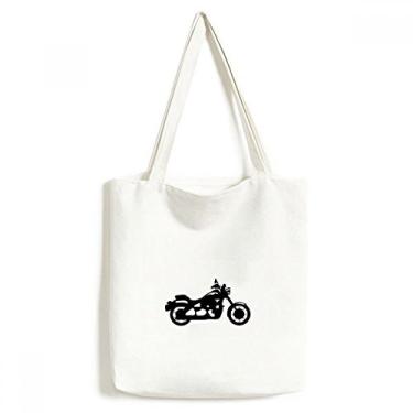 Imagem de Bolsa de lona preta com estampa de motocicleta mecânica, bolsa de compras casual