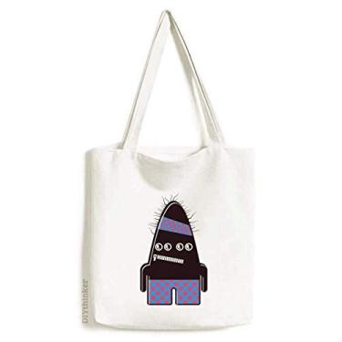 Imagem de Bolsa sacola de lona preta de monstro universo e alienígena bolsa de compras casual bolsa de mão