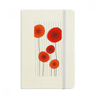 Imagem de Caderno de pintura artística abstrata com flores e círculos vermelhos, capa dura em tecido, diário clássico