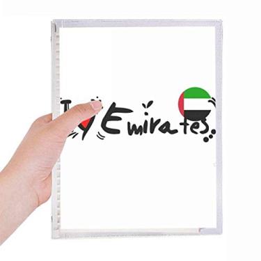 Imagem de Caderno com ilustração de coração I Love Emirates com a palavra Love Heart Illustration Diário de folhas soltas recarregável