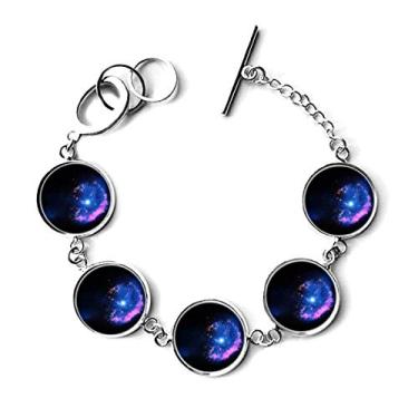 Imagem de DIYthinker Bracelete brilhante mistério do universo da nebulosa com corrente com pingente de corrente