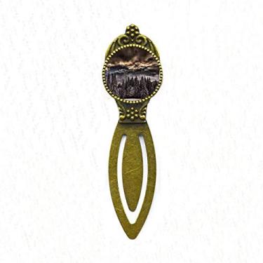 Imagem de Marcador de página com etiqueta de página para presente Art Déco Céu de pinheiro branco retrô