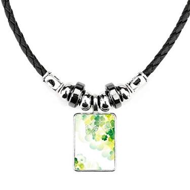 Imagem de DIYthinker Colar Borboleta Trevo de Quatro Folhas Dia de São Patrício Joia Torque Pingente de Corda de Couro