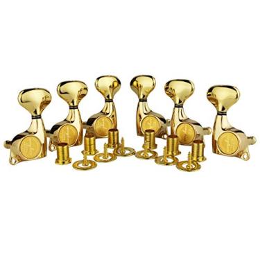 Imagem de Guyker Cabeças de máquina de guitarra (3L + 3R) – Conjunto de afinação selada 1:21 conjunto de afinadores de substituição para guitarras elétricas ou acústicas estilo ST TL SG – Dourado