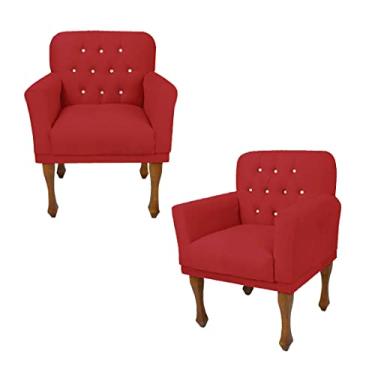 Imagem de Kit 2 Poltrona Estofada Para Sala Comercial Anitta Suede Vermelho LM DECOR