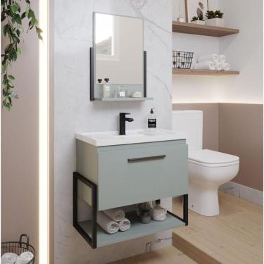 Imagem de Gabinete para Banheiro com Espelho MGM Móveis Pistache