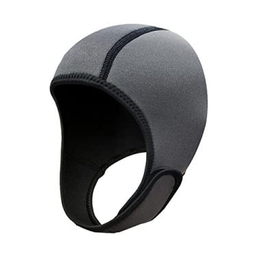 Imagem de Tachiuwa Chapéu de mergulho com capuz 2 mm Neoprene Wetsuit Hood, capa de cabeça boné de mergulho protetor de ouvido chapéu de natação chapéu de surf, para, CINZA
