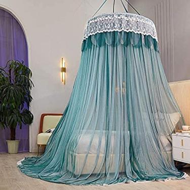 Imagem de Princess Dome Mosquito Net Dupla Camada Dossel Cama Dupla, Tenda Pendurada De Renda Para Camas De Solteiro A King Size Ideal Para Quarto Decorativo-,Verde Escuro,Pleasant63