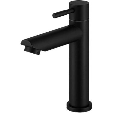 Imagem de Torneira Banheiro Bica Baixa 1/4 Volta Aço Escovado Preta