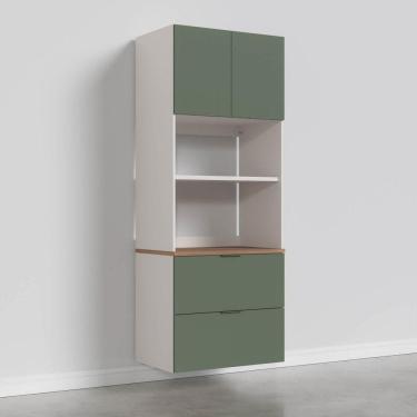 Imagem de Torre Quente 2 Portas 2 Gavetas 2 Nichos para Forno e Microondas Ipanema CabeCasa MadeiraMadeira Verde Folha/Branco