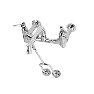 Imagem de T&S Brass B-0650-02 Torneira de pia de serviço de centros ajustáveis com alças de pulso de 15 cm e entradas de suporte de parede