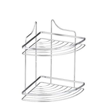 Imagem de Porta Shampoo de Canto Duplo Laminado Suporte Cromado Organização Banheiro