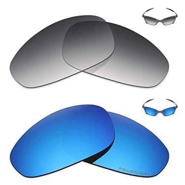 Imagem de Mryok+ 2 pares de lentes polarizadas de substituição para óculos de sol Oakley Juliet – Cinza dégradé tingido/azul gelo